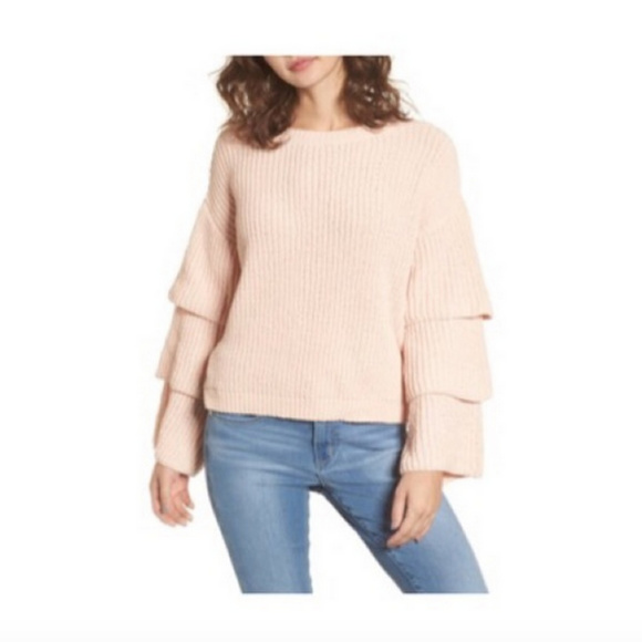 Woven Heart Triple Ruffle Women's Sweater - Picture 2 of 4